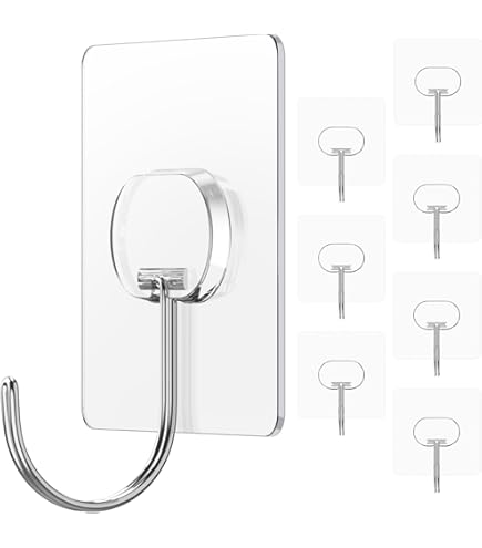 HARFINGTON Self-Adhesive Wall Hooks - 4-Hook Stainless Steel Rack For Towels, Robes, Kitchen