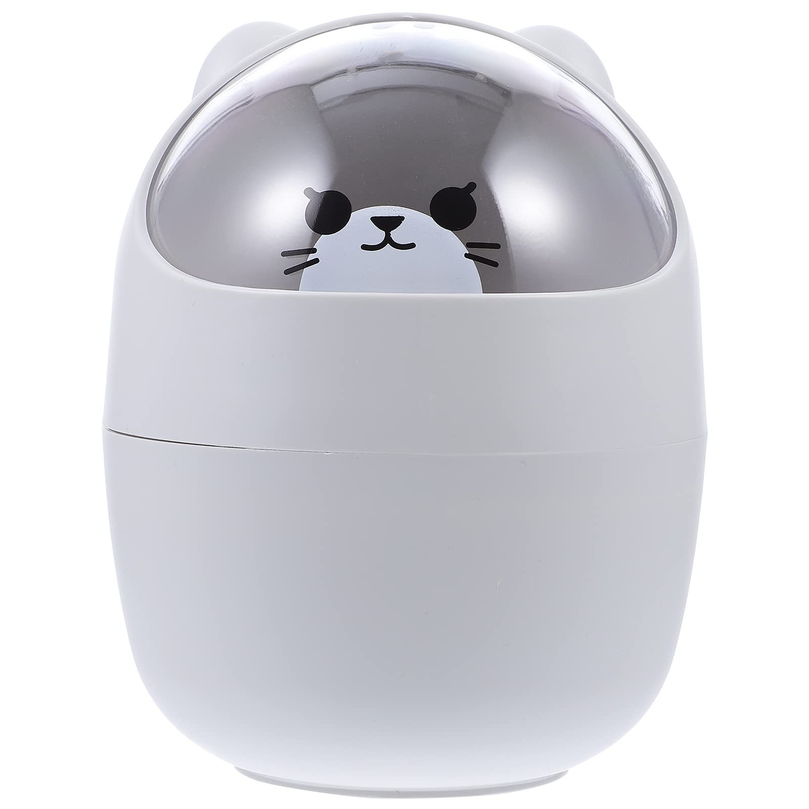 Veemoon Mini Trash Can Cute Desktop Mini Trash Bin with Lid for Desk Car Bedroom Car Bedroom Kitchen Bathroom Grey