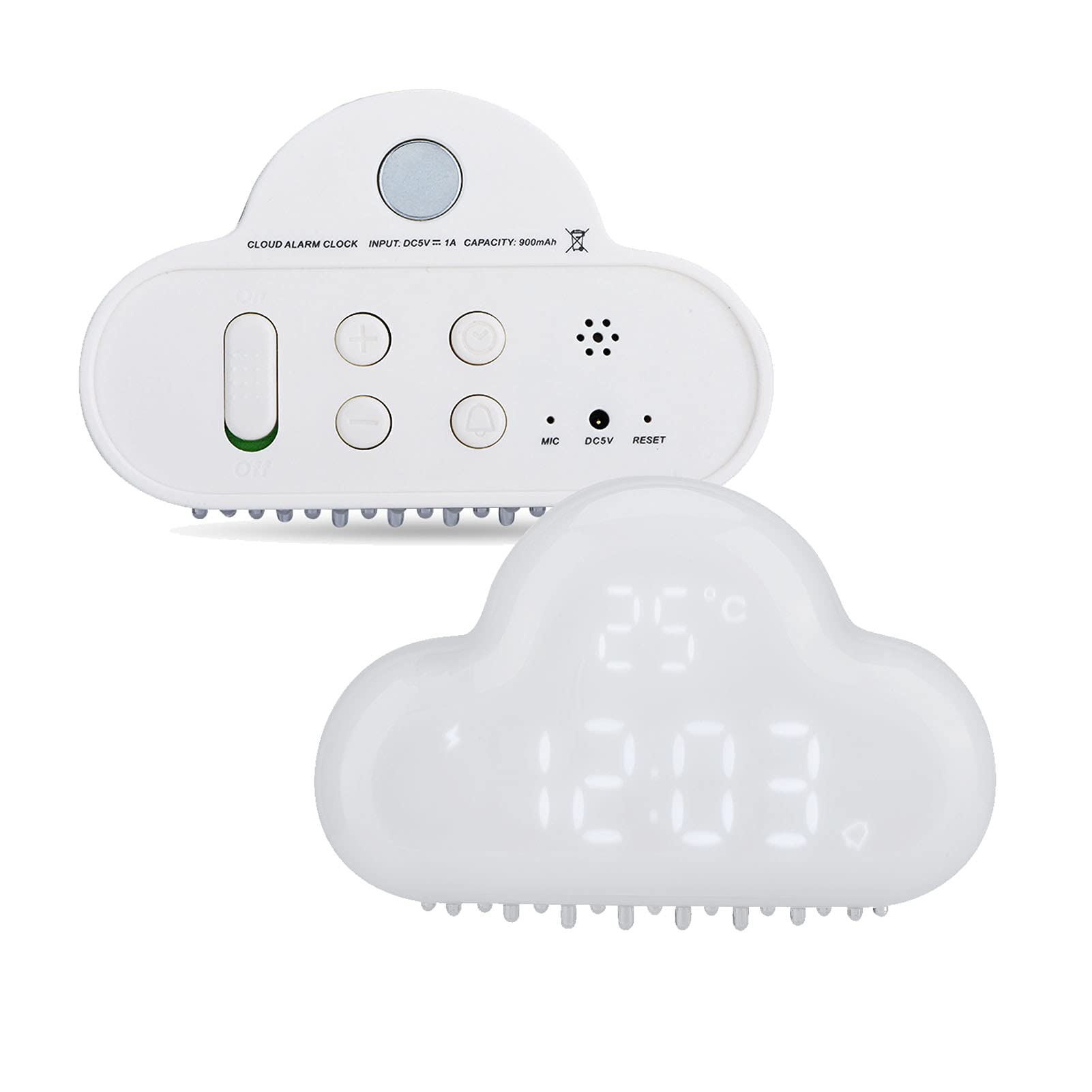 VBESTLIFE Cloud-Shaped Magnetic Clock Alarm, Multi-Functional LED Clock with Strong Magnet, Shows Time/Date/Temperature/Alarm/Snooze (White, 12.2cm)