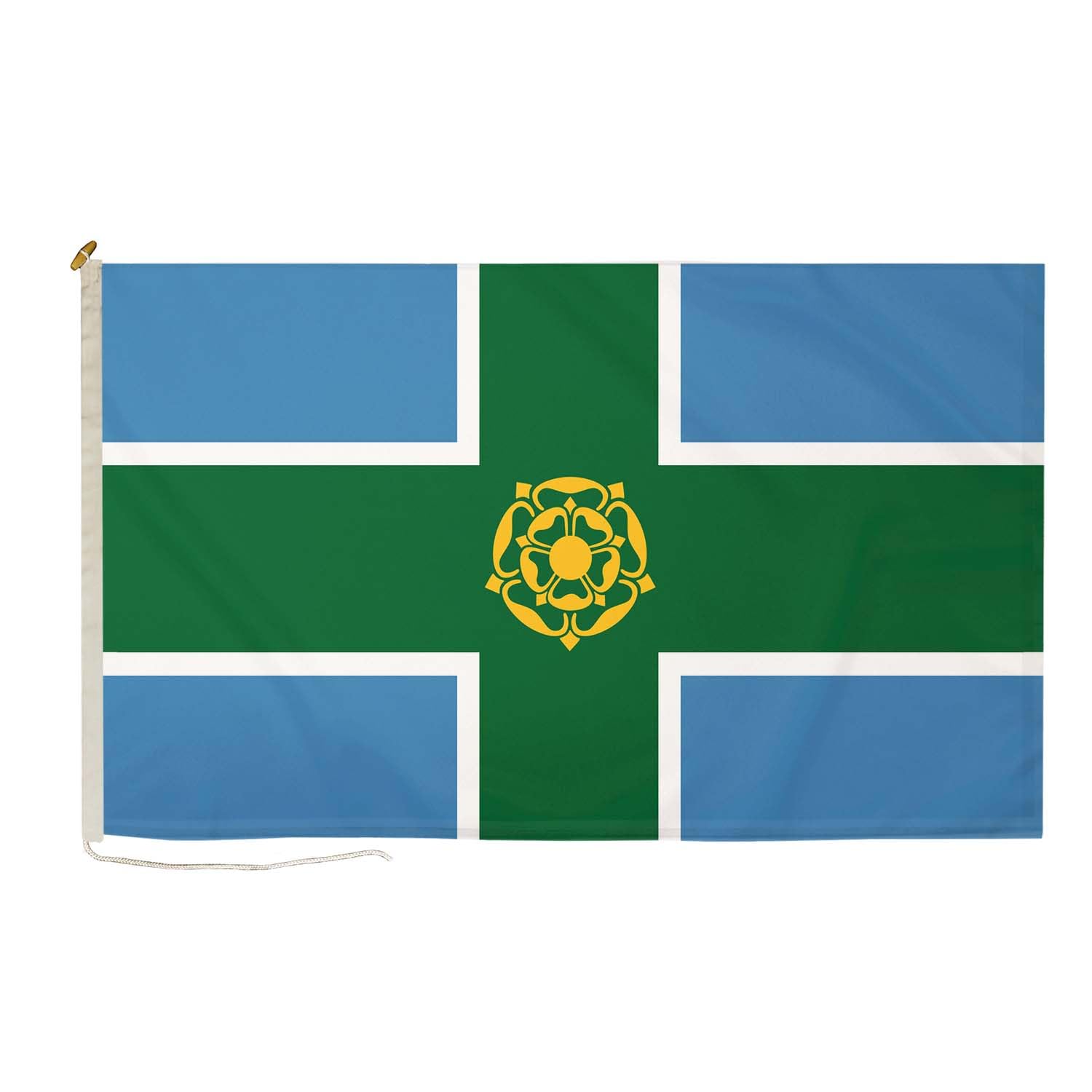 DuraFlag Derbyshire 5ft x 3ft with Rope and Toggled - Premium Quality 5x3 County Flags