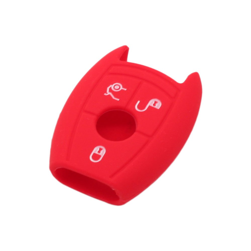 BROVACS Silicone Cover Protector Case Holder Skin Jacket Compatible with MERCEDES BENZ Smart Remote Key Fob 3 4 Button CV9950 Red