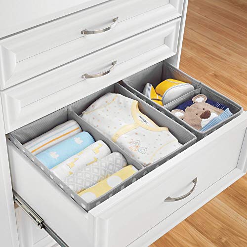 mDesign Fabric Drawer Storage Divider Organizer Bins for Nursery, Kids
