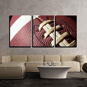 Closeup of Football - Canvas Art Wall Art - 16"x24"x3 Panels