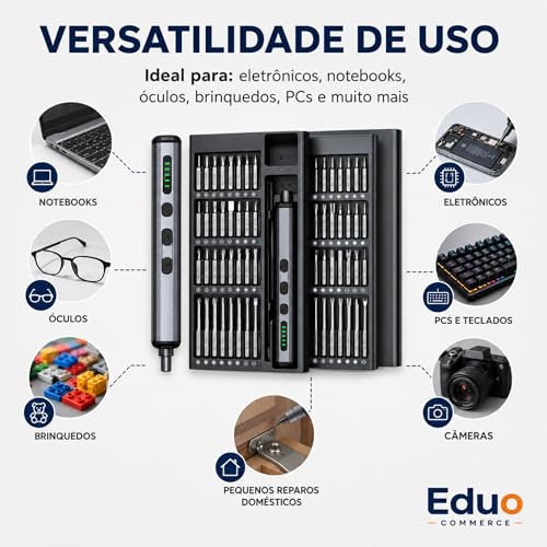 Mini Parafusadeira Elétrica Recarregável Genérico 3.6V - Kit 32 Bits + Bateria Lítio 1300mAh - Reversível Portátil LED - Ideal Móveis Montagem Uso Doméstico Profissional