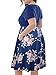 Nemidor Women's V-Neck Print Pattern Casual Work Stretchy Plus Size Swing Dress with Pocket NEM167 (143 Navy+Print, 18W)