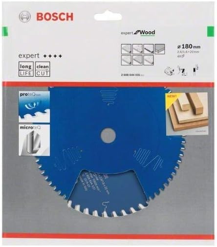 Bosch 2608644031 EXWOH 48 Tooth Top Precision Circular Saw Blade, 0 V, Blue, Diameter 180 mm - Image 3