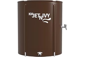 KMJETNIVY Rain Barrel Upgrade Anti-Collapse Collapsible Rainwater Collection System,Portable Water Storage Tank,Garden Water Catcher(Brown,100G)