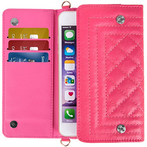 VanGoddy Puru Rose Pink Crossbody Cell Phone Wallet Clutch