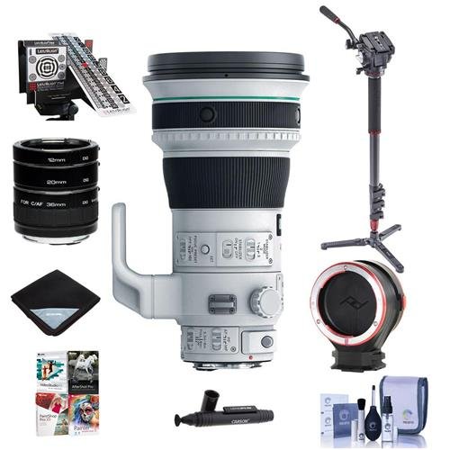 Canon EF 400mm f/4 DO IS II USM Super Telephoto Lens USA Warranty - Bundle With 4 Section CF Monopod, Peak Lens Changing Kit Adapter, LensAlign MkII Focus CalibrationAuto Extension Tube Set And More