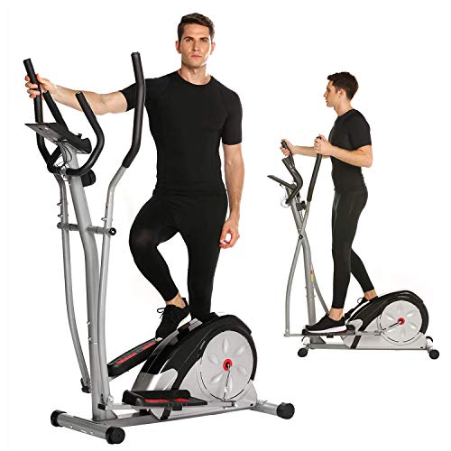 ncient Elliptical Machine Eliptical Trainer Exercise Machine for Home Use Magnetic Smooth Quiet Driven with LCD Monitor and Pulse Rate Grips (Elliptical-Gray)
