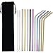 Reusable Straws Metal Stainless Steel [Food Grade], 8 Drinking Straws 4 Strait & 4 Bent, with 2 Cleaning Brushes & Storage Bag
