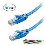 Aurum Cables 15 Feet Cat6 Snagless Network Ethernet Patch Cable - Blue - 5 Pack