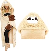 Shoppawhile Sloth Hooded Blanket for Women Soft Warm Fluffy 59 x 51 in view 7