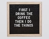 Custom Felt Letter Board: Changeable Message Sign With Solid Oak Frame – 10”x10” Decorative Letter board Black – Comes With 290 White Plastic Letters, Numbers, Symbols & Punctuation Marks