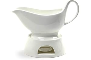 Norpro Porcelain Gravy Sauce Boat with Stand and Candle