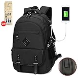 Waterproof Business Laptop Backpack with USB Charging Port, Lightweight Causal School Travel backpack, Fits Under 17 inch Laptop and Notebook (Black)
