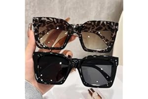 2pcs Women's Oversized Plastic Eyewear Frame, Bohemian Style Fashion Glasses Set, Suitable For Everyday Wear, Accessories