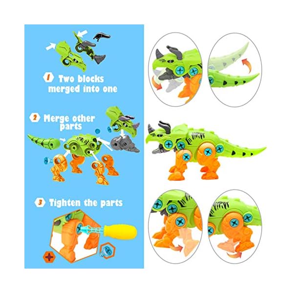 Dreamon Take Apart Dinosaur Toys for Kids with Storage Box Electric Drill, DIY Construction Build Set Educational STEM…