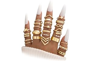 25 Pcs Gold Stackable Rings Set for Women, Chunky Knuckle Finger Midi Rings, Silver Simple Stacking Cute Rings Pack Trendy St