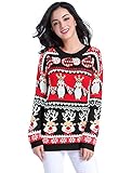 v28 Ugly Christmas Sweater, Women Girl Long Vintage Fun Knit Xmas Warm Pulli Sweater