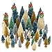 Topbuti 48 Pcs Mini Christmas Trees Bottle Brush Trees Sisal Snow Frost Trees Diorama Tree with Wood Base for Christmas Decoration Home DIY Décor Crafts Assorted Color