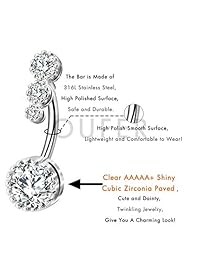 Oufer - Arete de ombligo, acero quirúrgico de 316L y circonita cúbica transparente