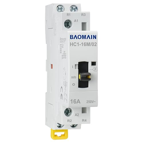 Baomain 220V AC 2-Pole Contactor, 16A 2NC Normally Closed, DIN Rail ...