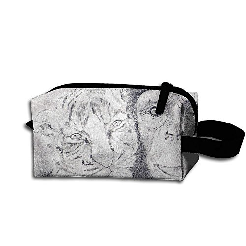 Create Magic Monkey Tiger Makeup Toiletry Bag Travel Cosmetic Organizer Waterproof Multi-purpose Storage Tote Tools Pouches Cosmetic Bags With Zipper And Hanging Loop