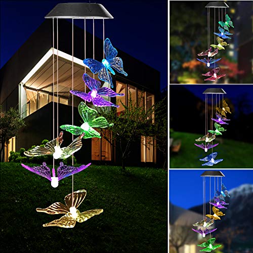 image for HOODO Wind Chime Solar Light Color Changing Butterfly LED Wind Chime P