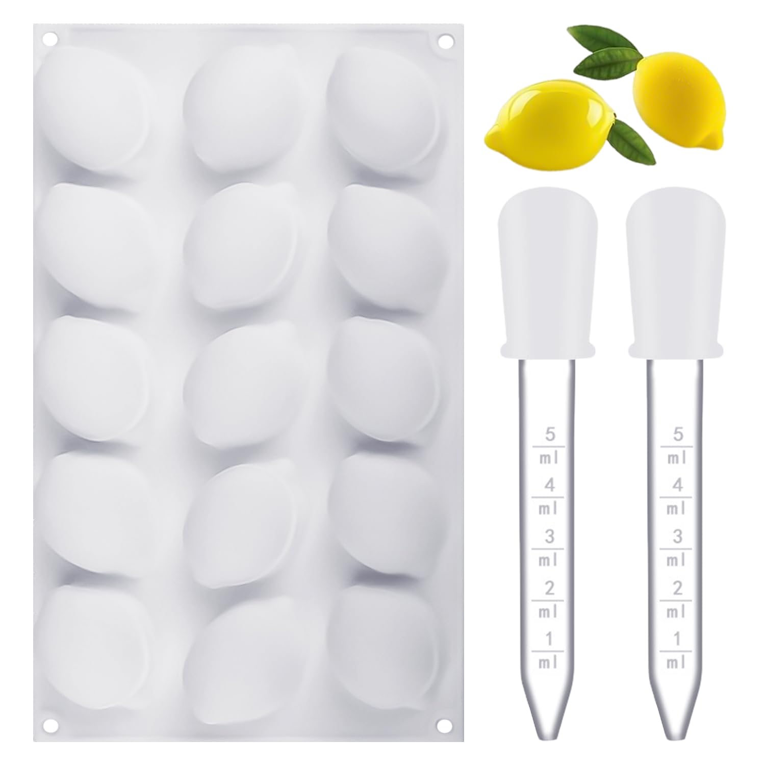 1 Piece Lemon Baking Mold, 2 Pieces Dropper, Lemon Decoration Mold, Lemon Shape Fruit Silicone Mold, Bread Baking Mold, DIY Baking Mold, Cake Baking Mold