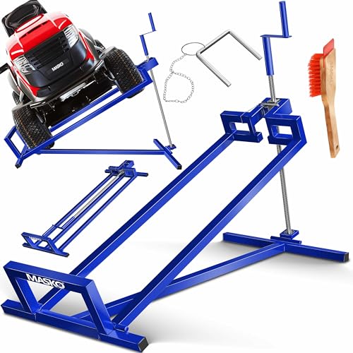 MASKO® XXL Rasentraktorheber 450 kg Hebevorrichtung Hebebühne Aufsitzmäher – Rasentraktor Heber, 45° verstellbar, universal Reinigungshilfe mit Zubehö
