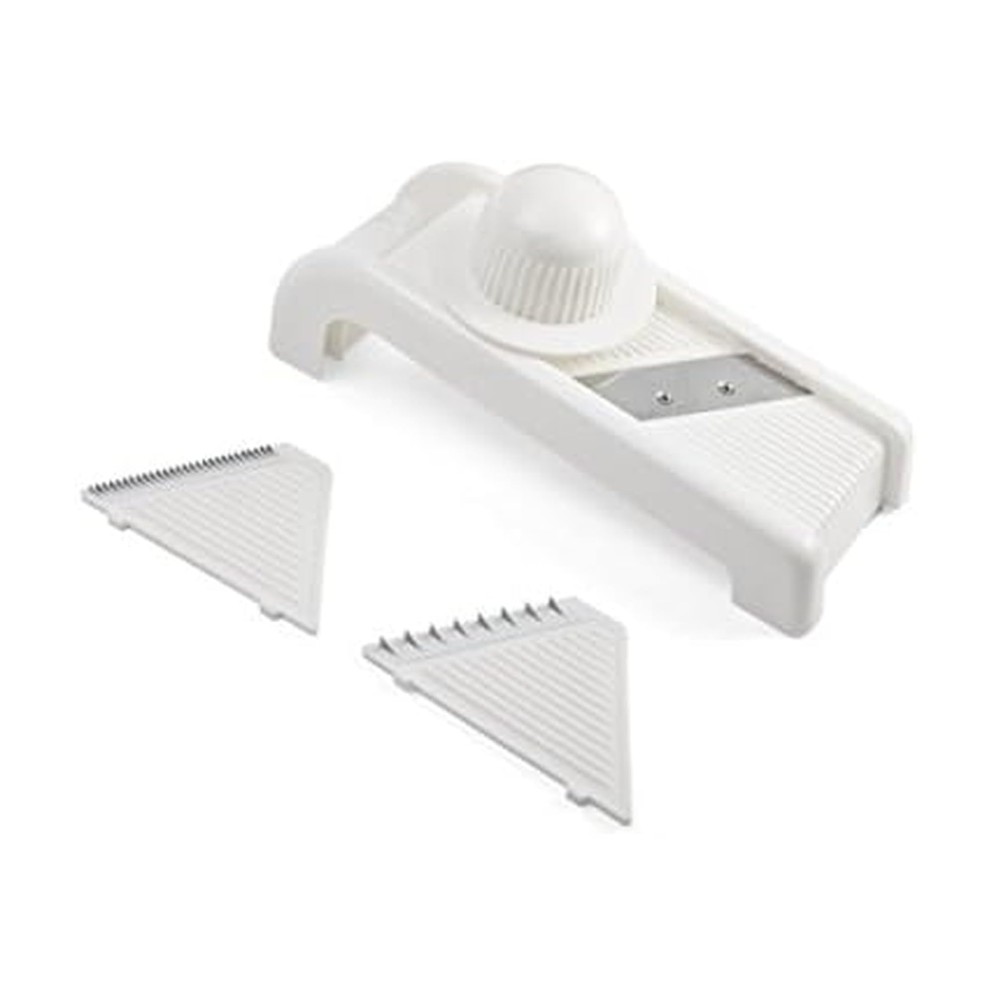 Farberware 5215832 Classic Mandoline Fruit and Vegetable Slicer with 3 Blades, Stainless Steel, White