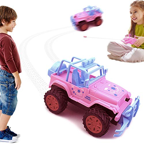 Blooming lilies Pink Remote Control Jeep Truck Car Toys for Toddler Girls 5 Year Old Up,1:20 Scale RC Vehicle Gifts - Thumbnail 3