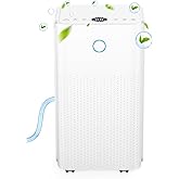 Dehumidifier, 25 Pint Dehumidifier for Basement, Bedroom, Bathroom, Closet, with 3 Working Modes, 75 OZ Water Tank, Overflow 