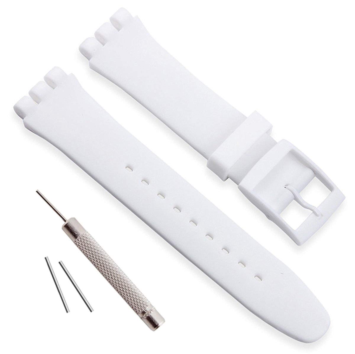 Silicone Rubber Waterproof Watch Strap, White, 17 mm, Bracelet, simple