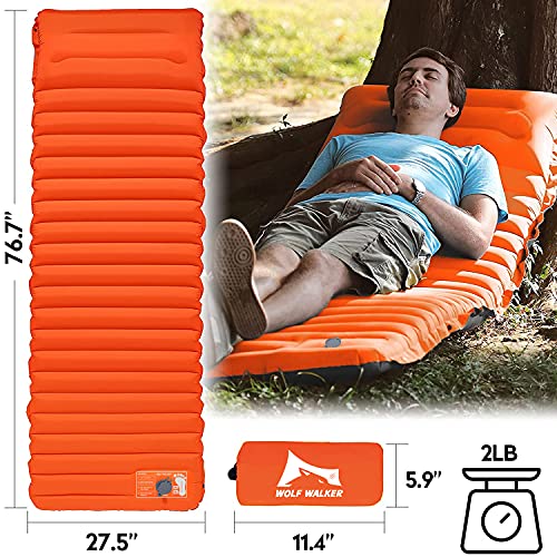 WOLF WALKER Camping Sleeping Pad with Pillow Ultralight Inflatable