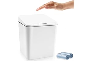 6L Sensor Kitchen Compost Bin – Touchless Food Waste Caddy with Folding Lid – Automatic Countertop Rubbish Bin for Small Spac