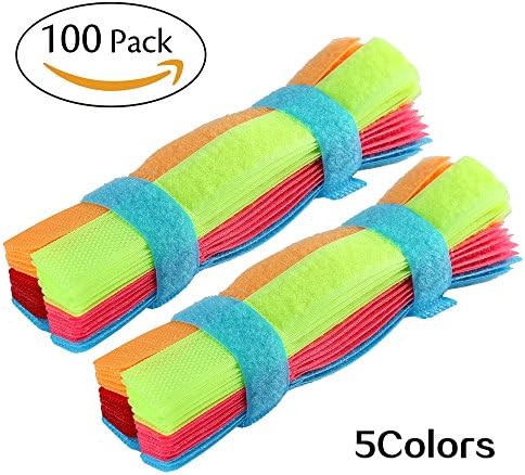 Cord Organizer Cable Ties Reusable Fastening for Cable Management with 100 Pcs 7 Inch Cord Straps Colorful