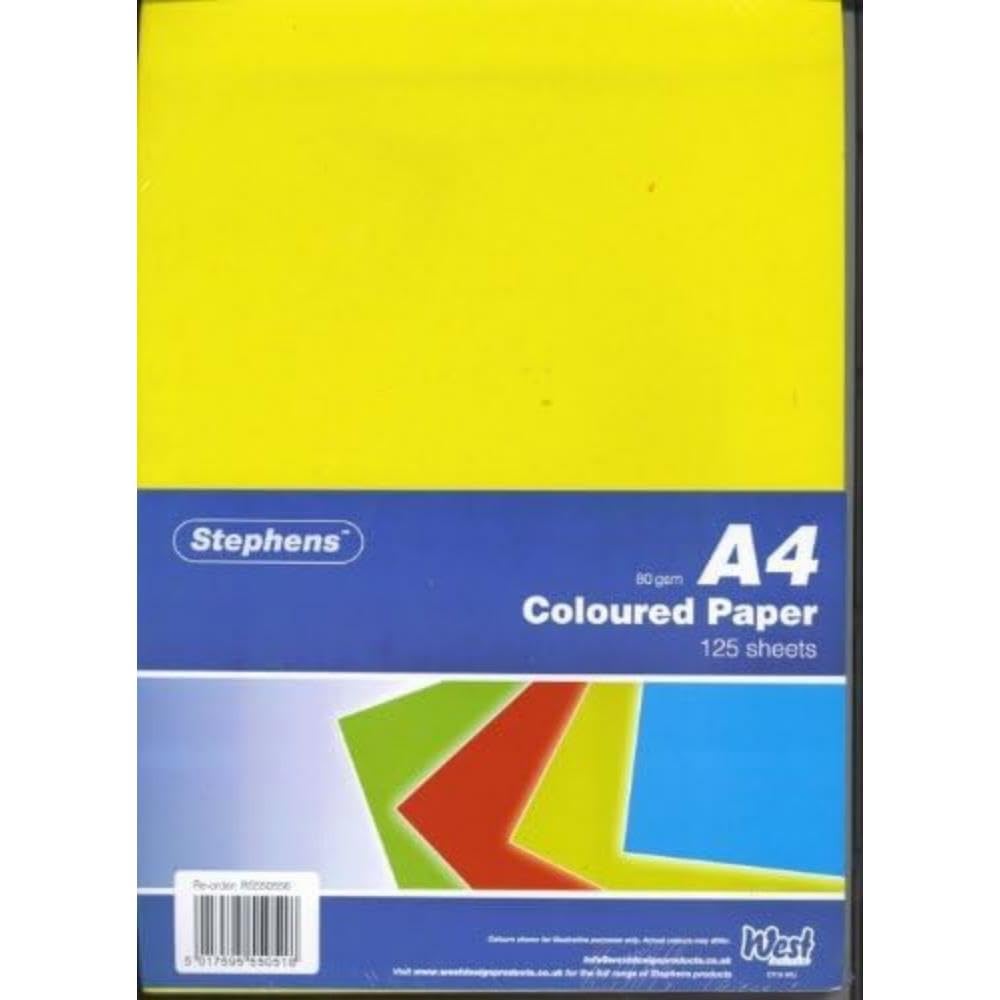Stephens Coloured Paper A4 80gsm 125 Sheets, Great For Printing, Photocopying, Card Making, Decoupage, And Scrapbook Designs, Perfect Cardboard Base For Craft Projects, Essential Stationery Item