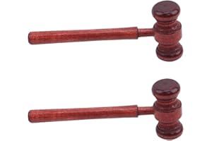 JUROICESSRY 2 Pcs Brown Wood Judge Gavels Auction Court Gavels Wooden Judge Hammers Wood Hammer Props Judge Costume Accessories for Lawyer Courtroom 3.2 x 6.7 x 17.4 cm Desk Accessories
