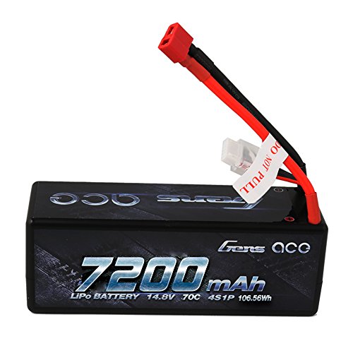 Gens ace 14.8V 7200mAh 4S LiPo Battery Pack 70C HardCase with Deans T Plug for 1 8 1 10 Slash Traxxas Bandit EMaxx RC Car Boat Truck Heli Roar Approved