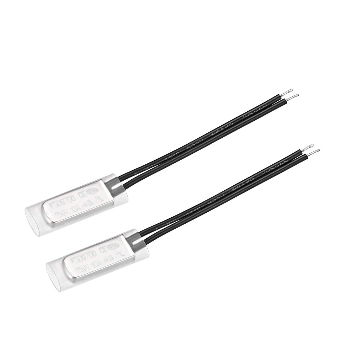 sourcing map KSD9700 Thermostat, 45℃ Normally Close Temperature Switch Thermal Switch, N.C 10A Metal Temperature Controller 2pcs