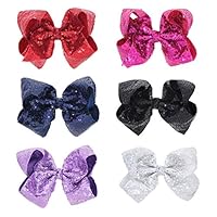 DAGEDA 8 Inches Siwa Hair Bows Alligator Clips, 6pcs Large Bows Hair Barrettes Accessories for Toddler Teens Kids Girls