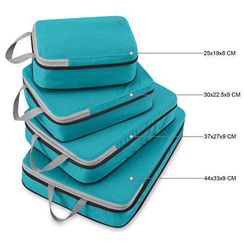 Compression Packing Cubes 3/4er Set, Gonex Kleidertaschen 4-teilig Verpackungswürfel, Kleidertaschen Set, Kofferorganizer Reise Würfel, Blau(4er) thumbnail 3