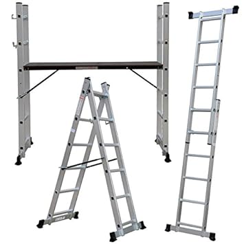 Andamio aluminio multiplataforma con dos escaleras de carril marca Pro-Steps