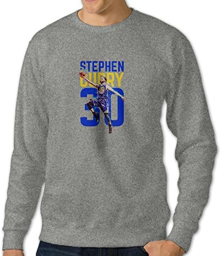 Men's Steph Curry Long Sleeve Crew Neck Pullover Long Sleeve Ash US Size L