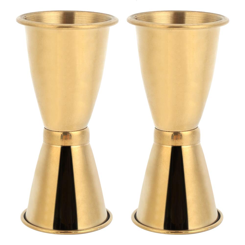 Cikonielf Bar Measuring Cup, Stainless Steel Versatile Measuring Cup Wine Glass Ounce Cup Cocktail Jigger Drink Liquid Measuring Tools Gold (L)