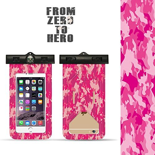 Universal Waterproof Case, HaiMeiRui Cellphone Dry Bag Up To 6.0" Pouch for iPhone X, 8/7/7 Plus/6S/6/6S Plus, Samsung Galaxy S9/S9 Plus/S8/S8 Plus/Note 8 6 5 4,HTC LG Sony MOTO (Red camouflage)
