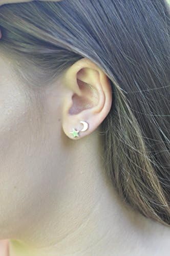 Star and Moon Set Gold Plated Sterling Silver Stud Earrings Posts mother's day gift idea