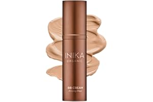 INIKA Organic BB Cream Foundation - Vegan Makeup with Hydrating Prickly Pear, Jojoba, and Pomegranate Seed Oil - Lightweight Glow for Balanced Skin Tone, Beige, 1 fl oz